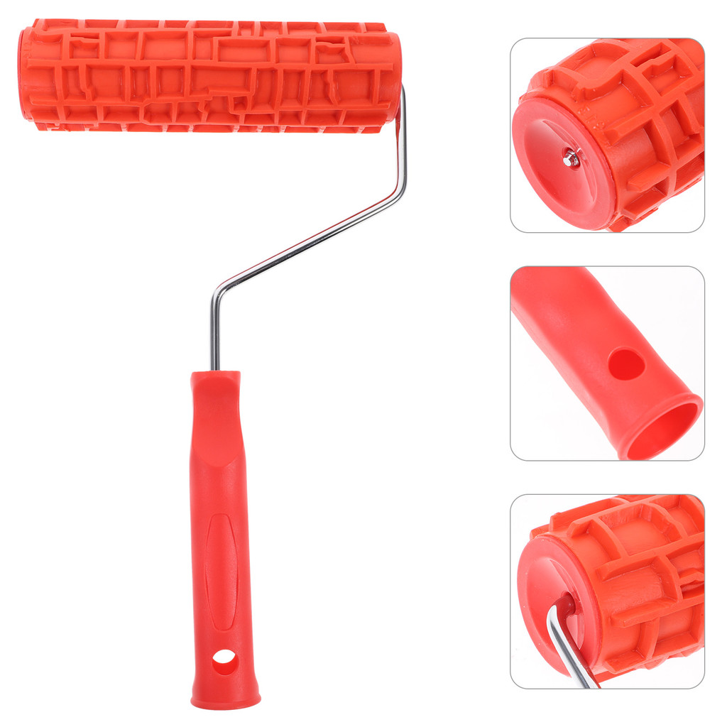 

7 Inch Embossing Texture Roller for Wall Art Grain Paint Reusable DIY Tool Drywall Effect Painting Rubber Roller Handle