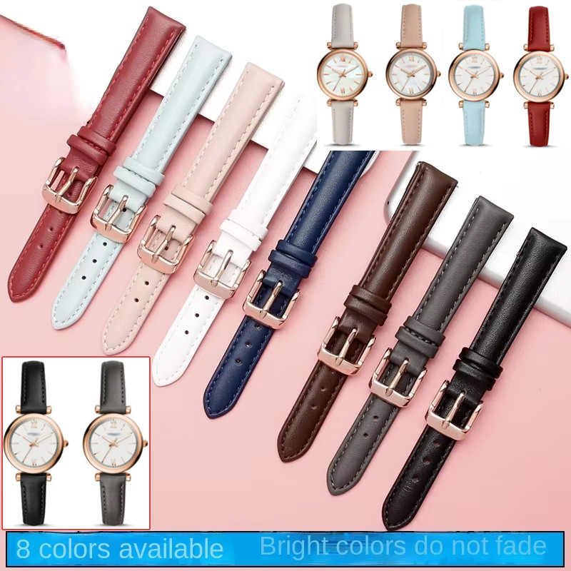12 14 16 18mm Women Genuine Leather WatchBands Pink white red for Casio Fossil Wrist Band Garmin lil