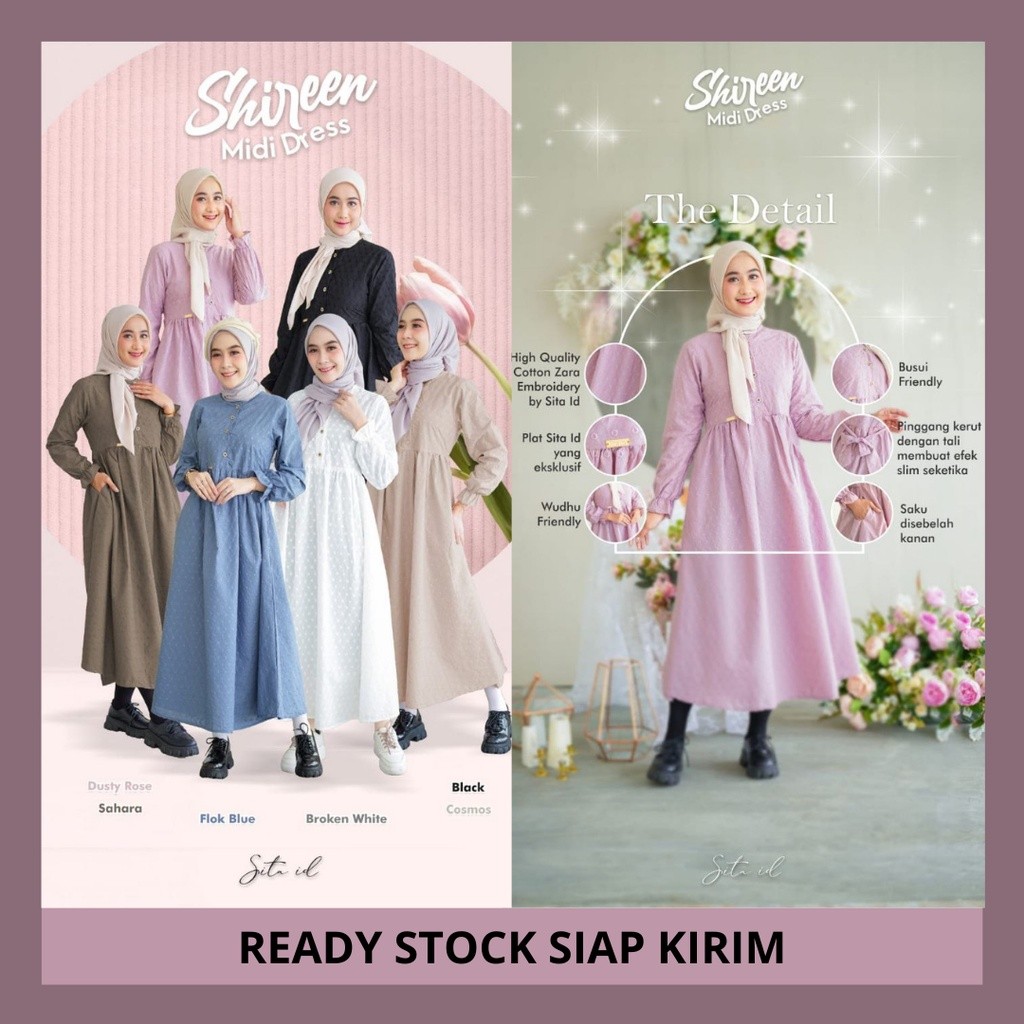 Gamis Remaja Midi Shireen Mewah By Sita ID Simple Dress imut