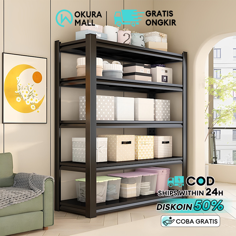 

Rak Besi Rak Besi Siku Rak Susun Serbaguna Rak Susun 5 Tingkat Rak Gudang 100% Besi Rak Gudang Bearing 1200kg