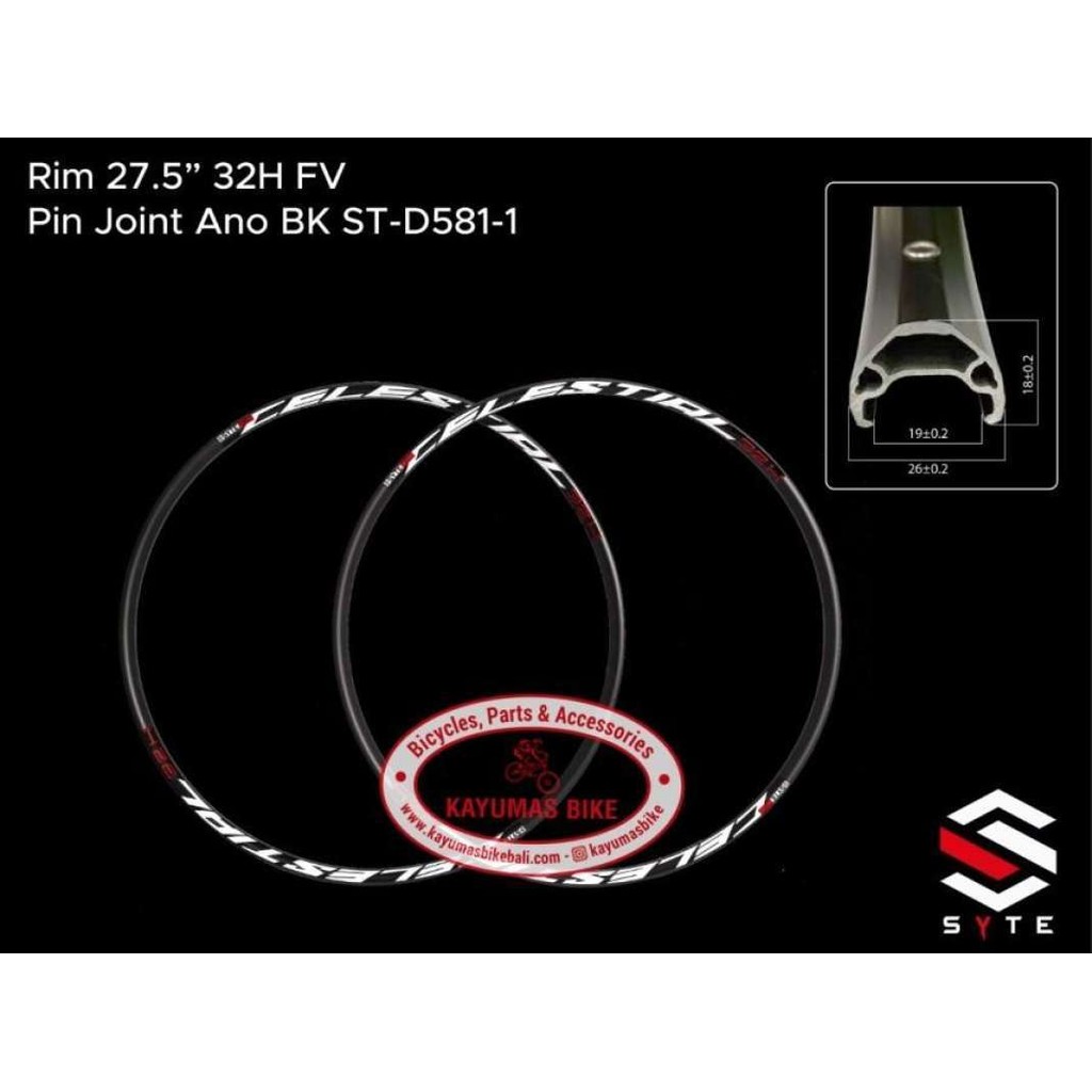 RIM / VELG SYTE CELESTIAL ST-D581-1 27.5 32 HOLE SEPASANG