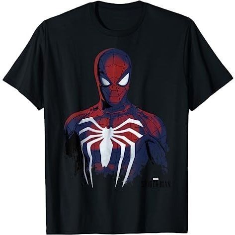 Baju Kaos Dewasa Marvel Spider-Man Game Painted Grunge Portrait Spiderman
