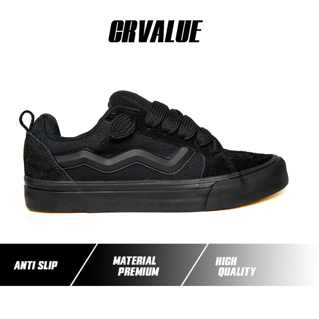SEPATU CORVALUE FOOTWEAR - OTARU Full Black | Sepatu Sneakers Pria Wanita Canvas Casual
