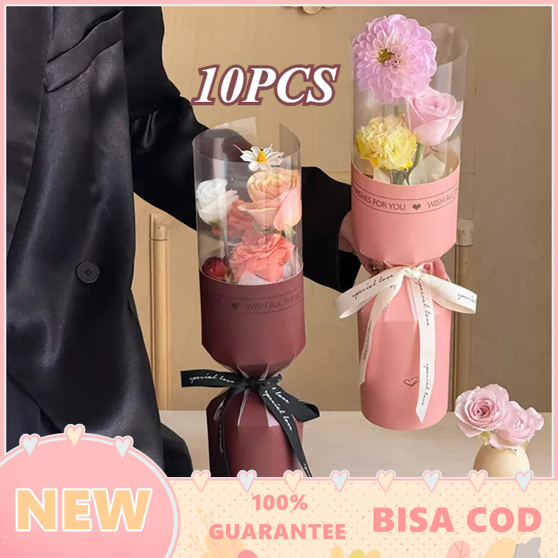 

【Ready】10pcs Hari Ibu / Hari Valentine / Musim Kelulusan Terintegrasi Potongan Bentuk Tunggal Transparan Buket Bunga Kertas Pembungkus DIY Kertas Buket Bunga DIY