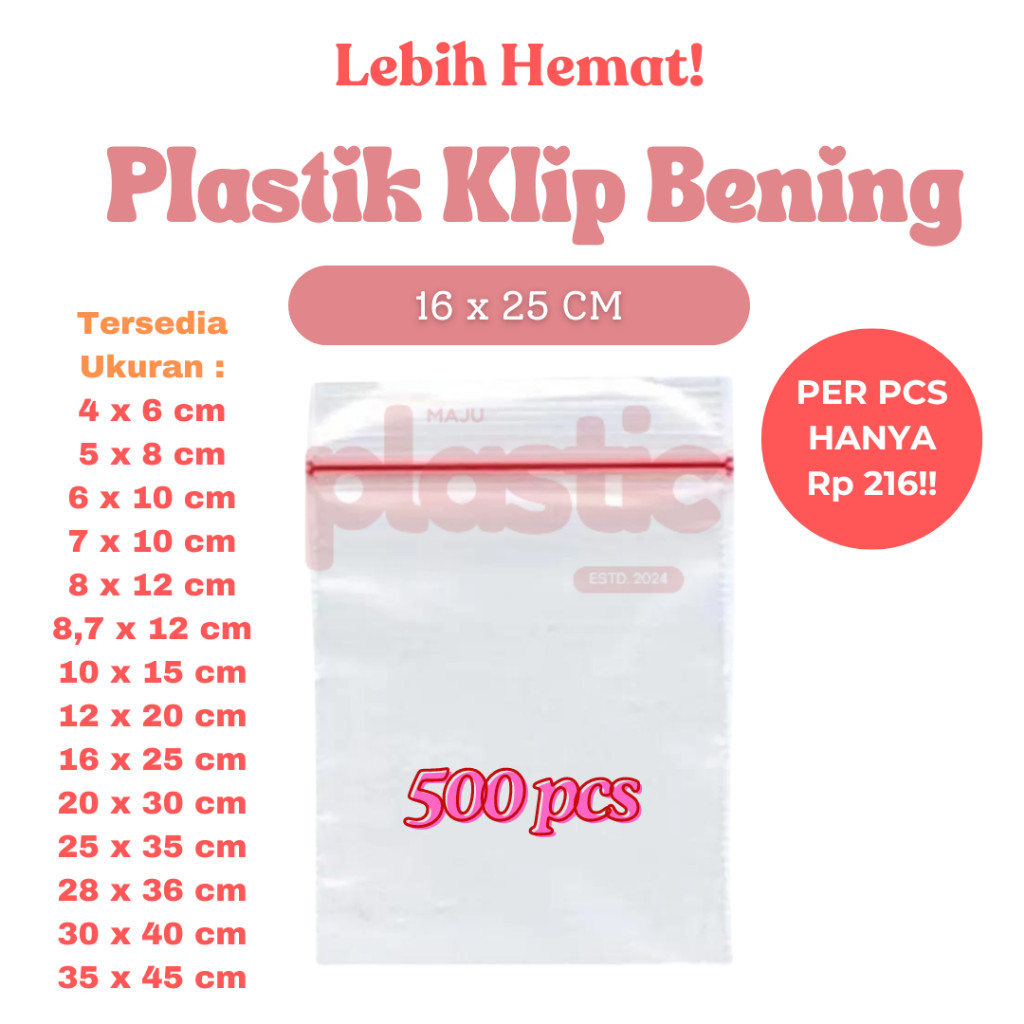 (ISI 500 PCS) PLASTIK KLIP TEBAL 16X25 CM
