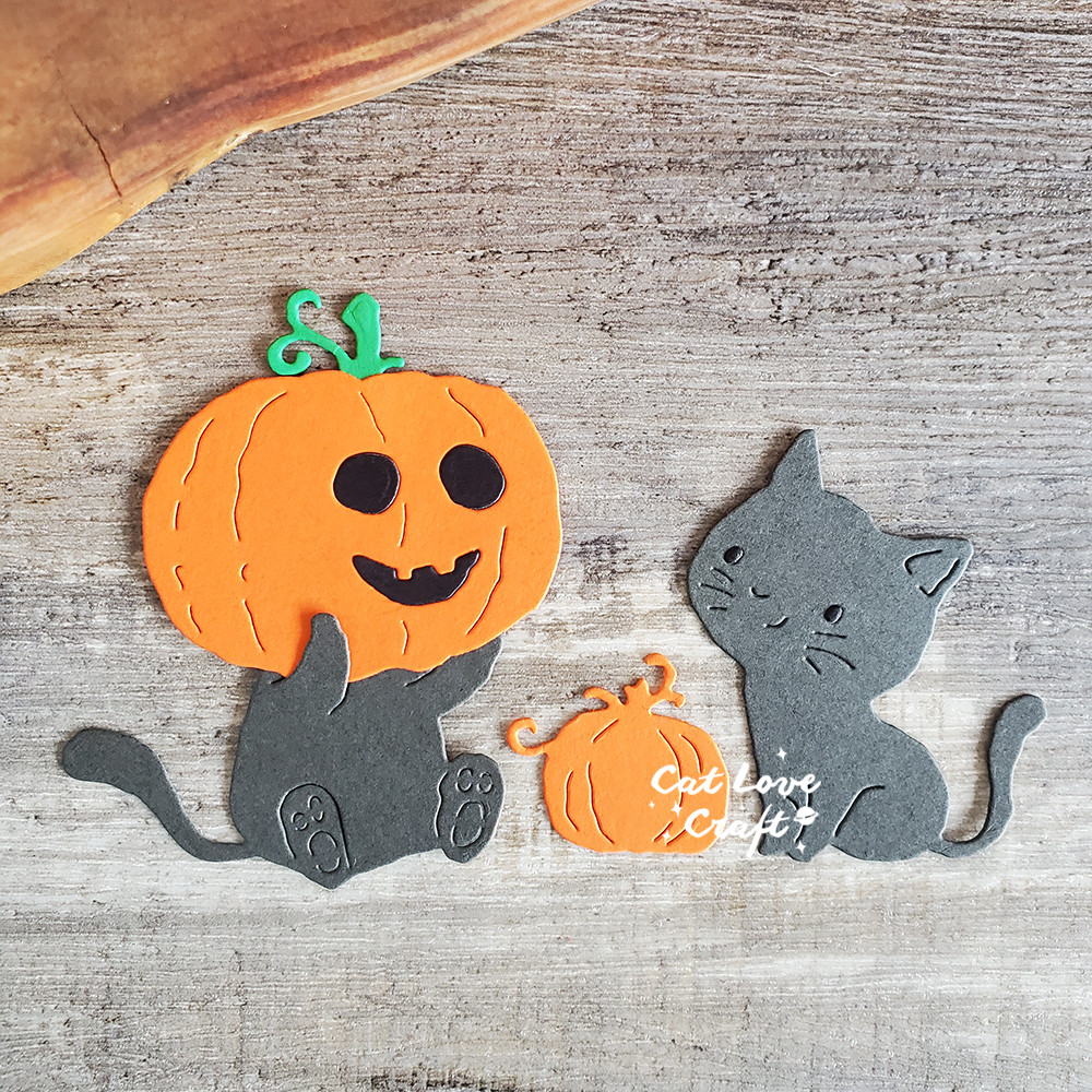 

Catlove Halloween Pumpkin Cat Metal Cutting Dies Scrapbooking Stencil Die Cuts Card Making DIY Craft Embossing New Dies For 2022