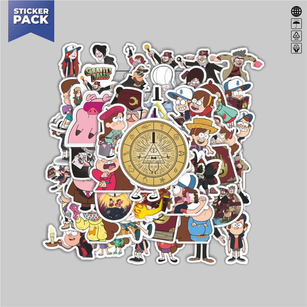 

[100PCS]Stiker Pack Stiker Kartun Series Gravity Falls Karakter Mix 1 Aesthetic Vinyl Anti Air Dekorasi Sticker Laptop Buku Journal Koper Helm Casing HP Gitar Helm Skateboard