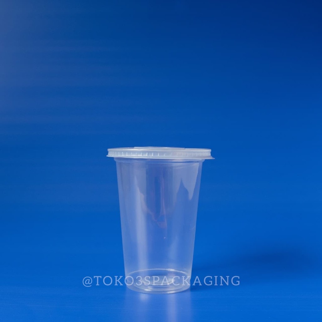 Cup Plastik 16oz Starindo Tebal dan Tutup Datar