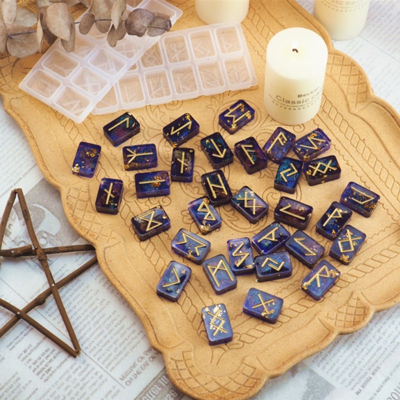 

DIY Rune Symbol Resin Mold Mirror Energy Symbol Crystal Epoxy Mold Rune Text Silicone Mold For
