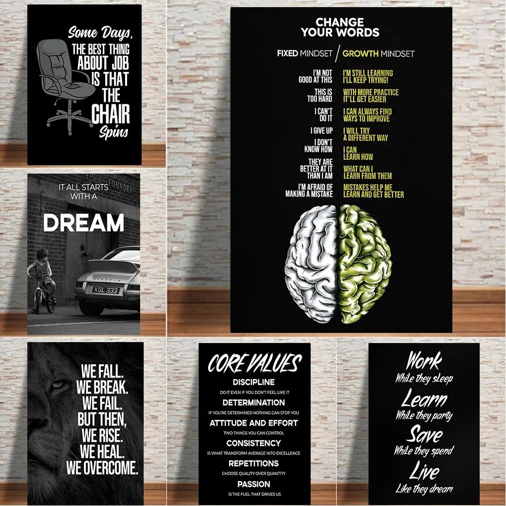 

IT ALL STARTS WITH A DERAM Motivational TIME IS MONEY Poster Prints For Living Room Office Wall Art Canvas Painting Home Decor