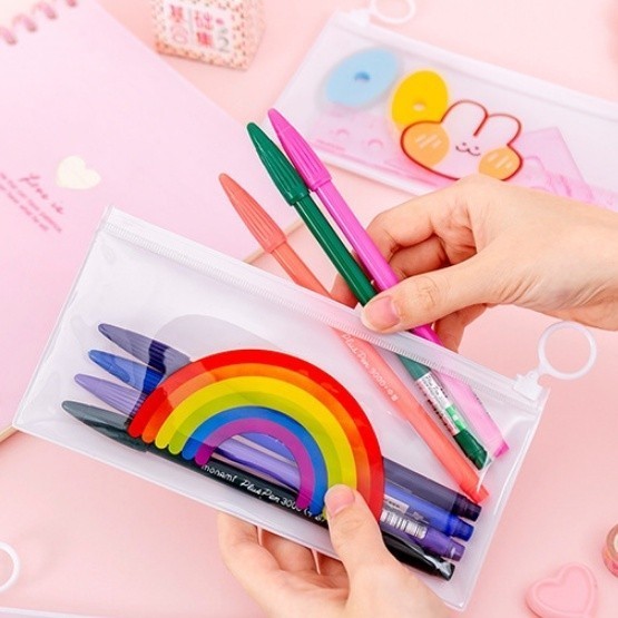 

COD D88 Tempat Pensil Zipper Transparan Lucu Motif Korea / Zipper Bag / Pouch Mini