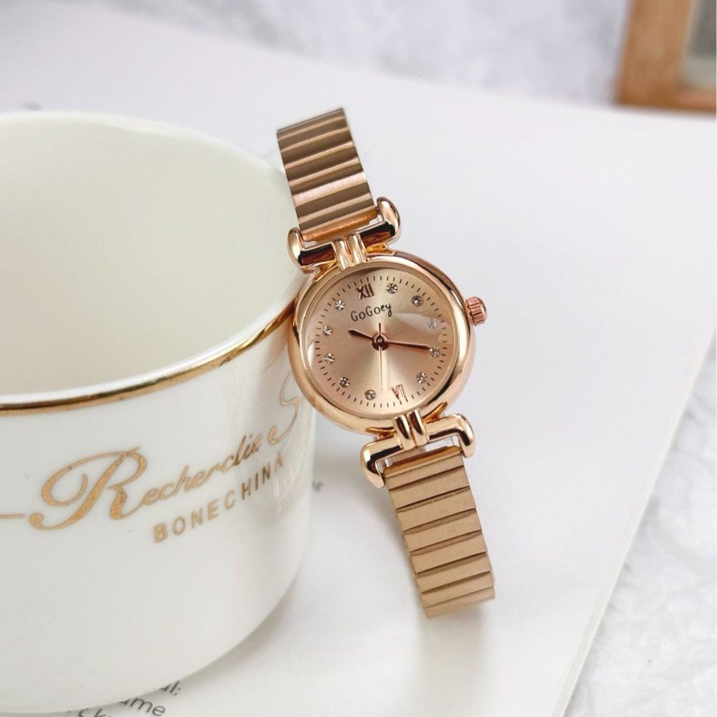 GOGOEY Jam Tangan Wanita Elegan Mewah Casual Quartz Jam Tangan Cewek Rantai