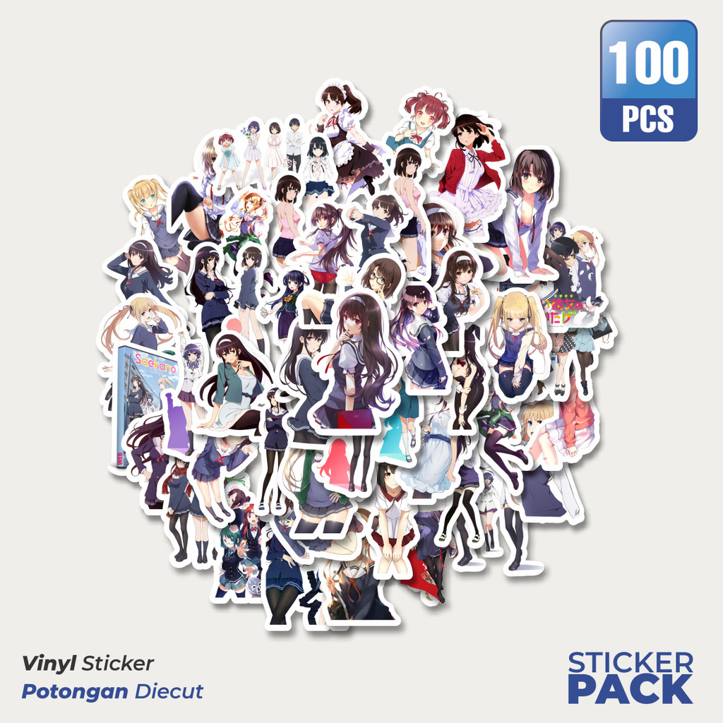 

100 PCS STIKER Stiker Anime Series Saekano/Saenai Heroine no Sodatekata Mix Waterproof Aesthetic- Untuk Laptop, Motor, dan Helm - Paper Stationery Pack