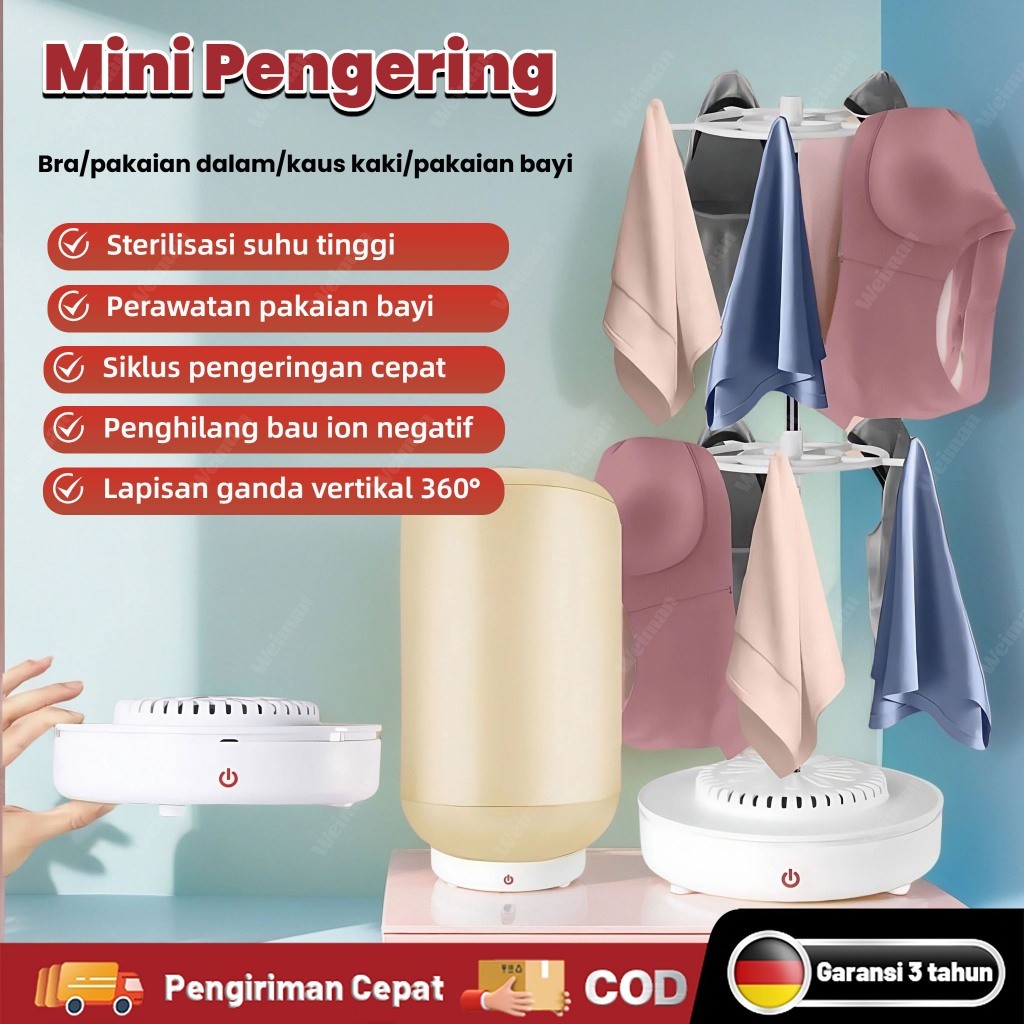 Mini Mesin Pengering Pakaian Portabel Pemanas Pengering Pakaian Lipat Listrik Pengering Otomatis Unt