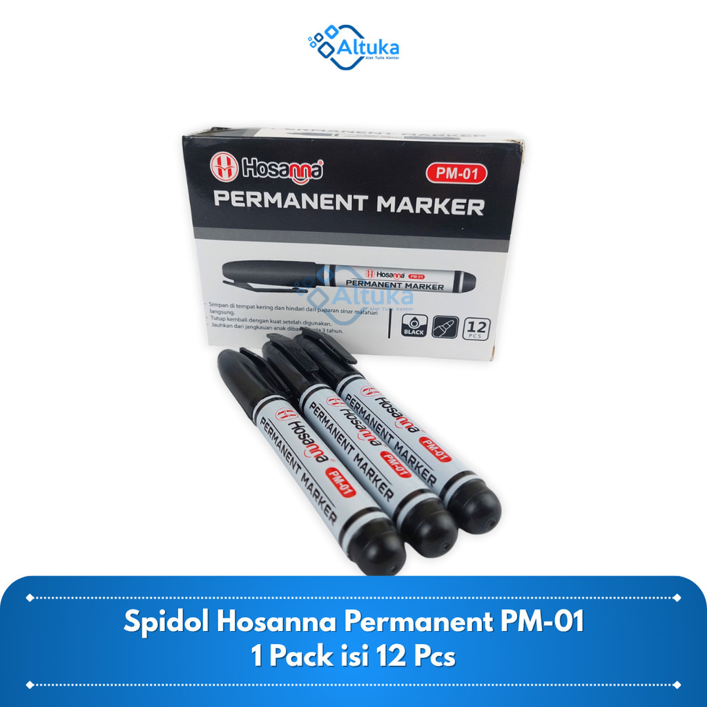 

(12 pcs) Spidol Permanen / Permanent Marker / Spidol Hitam / Spidol Besar Hosanna PM