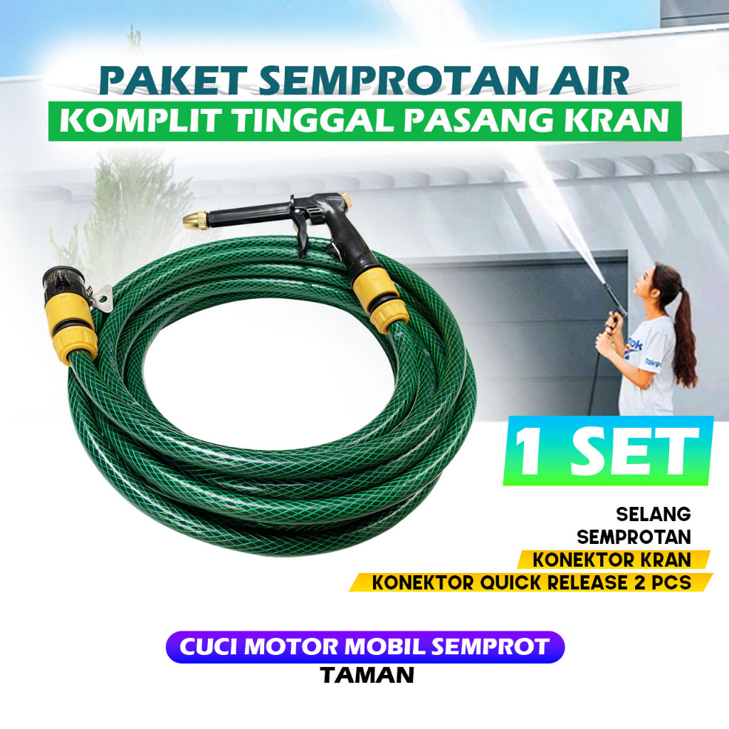 COD Paket Komplit Semprotan Water Gun New Pistol Semprot Taman Steam Cuci Mobil Motor - Tinggal Colo