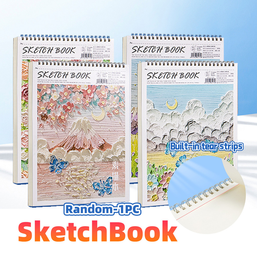 

40 Lembar Buku sketchbook A4 Aesthetic Gambar Vertikal Jilid Spiral 80 Halamn Buku Melukis Aesthetic