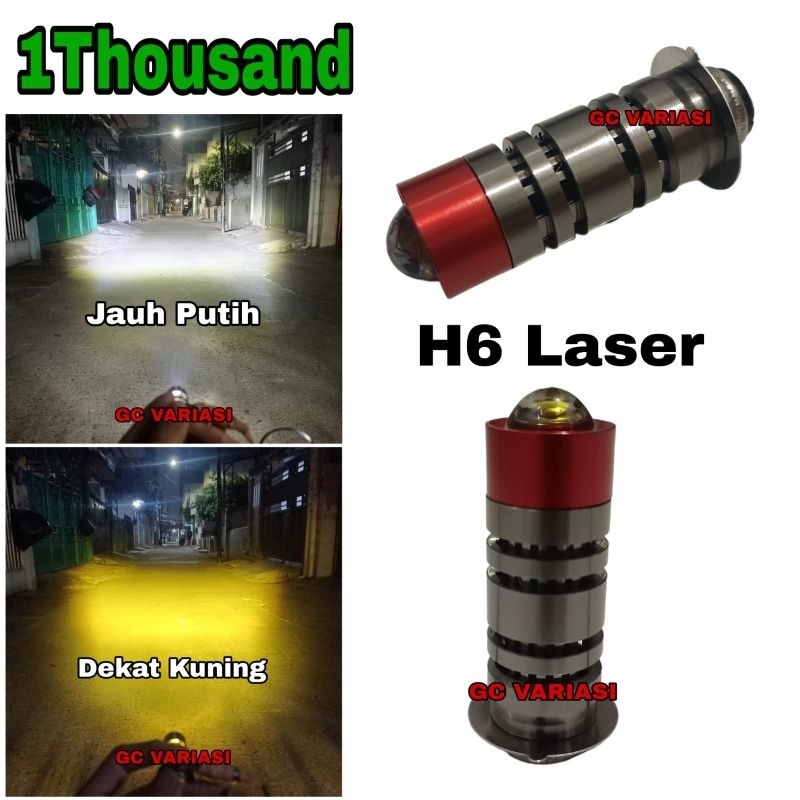 1Thousand Lampu LED depan H6 Laser AC DC motor bebek matic High Low/bohlam LED depan motor bebek mat