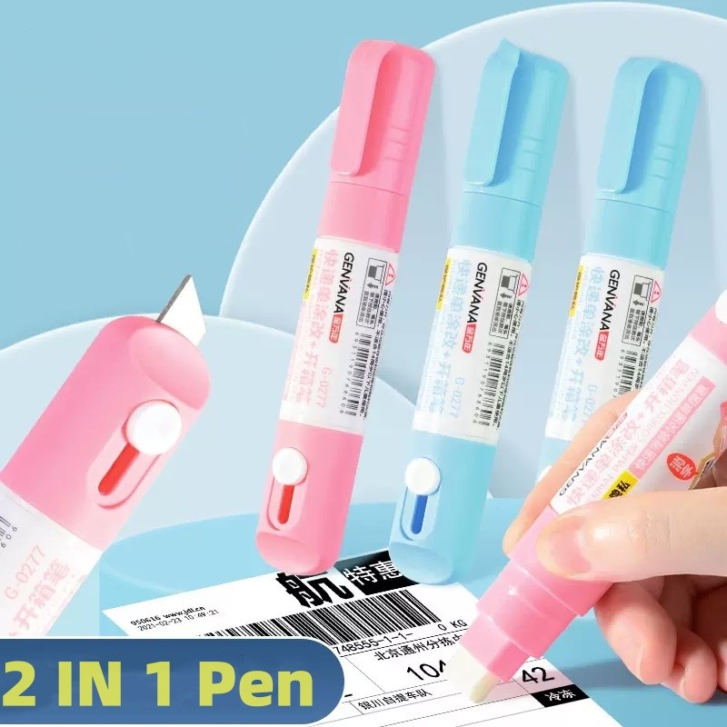 

2 In 1 Thermal Paper Correction Fluid with Unboxing Knife Durable Thermal Paper Data Identity Protection Fluid Eraser Box Opener