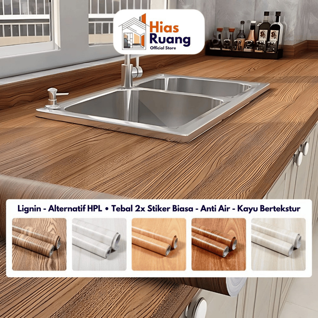 [Premium Quality] Wallpaper Furniture Lignin High Quality 2x Ketebalan Stiker biasa Pelapis Lemari P