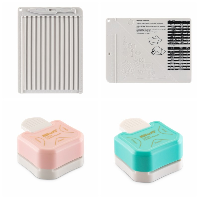 

6.4x8.5inch Mini Score Board 3-Way Corner Punch Envelope Maker Machine Scoring Board For Adding Embossed Lines Measuring Tool