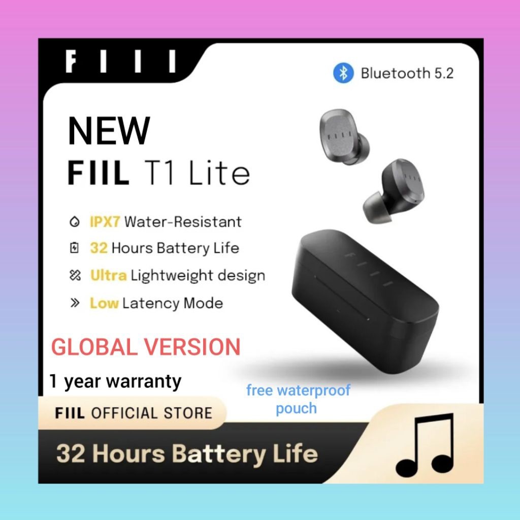 Fiil T1 Lite ENC TWS Earphone Earbud Bluetooth 5.2 Gaming IPX7