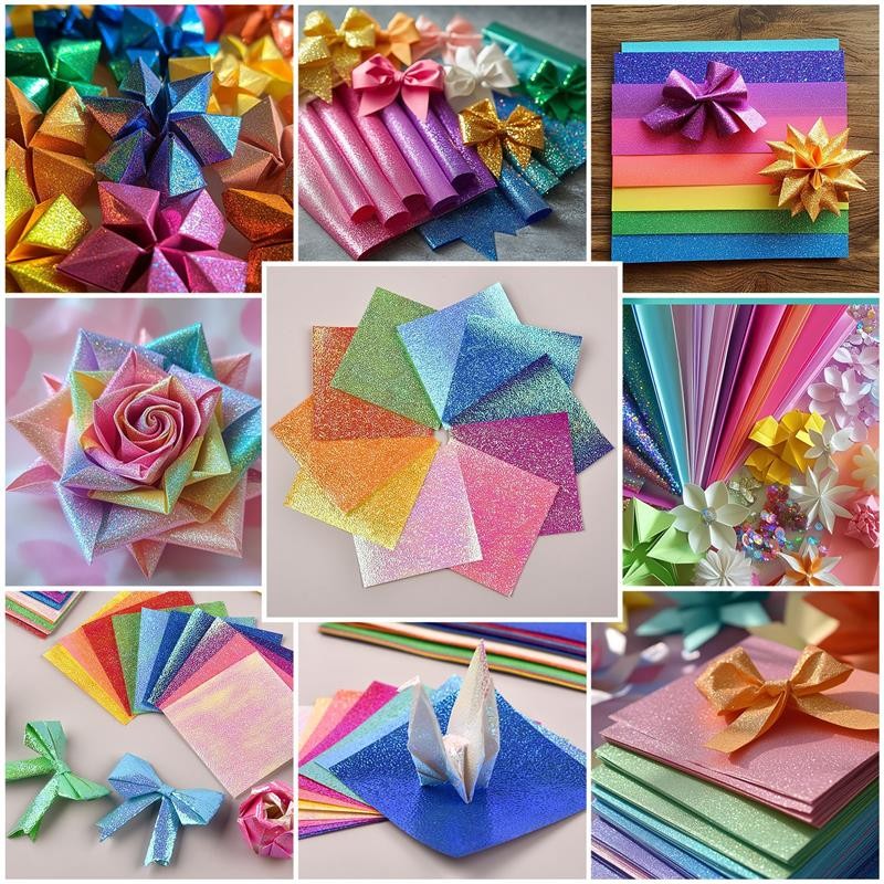 

50pcs Pearlescent Origami Paper Single-Sided Glitter Handmade Thousand Paper Crane Folding Papers For Kids DIY Scrapbooking