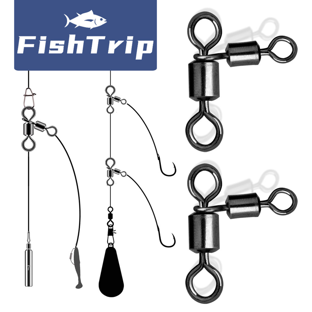 FishTrip 3 Way Swivels Triangle Joint Rolling Swivels Connector three way swivel Catfish Fishing Acc