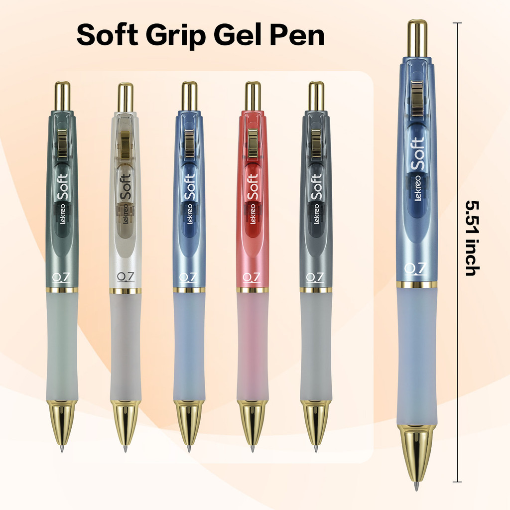 

Lekreo GP125AS 0.7mm Soft Grip Gel Ink Pen Black Ink Color With Refills Smooth Writing Retractable Office Pen Cap Design