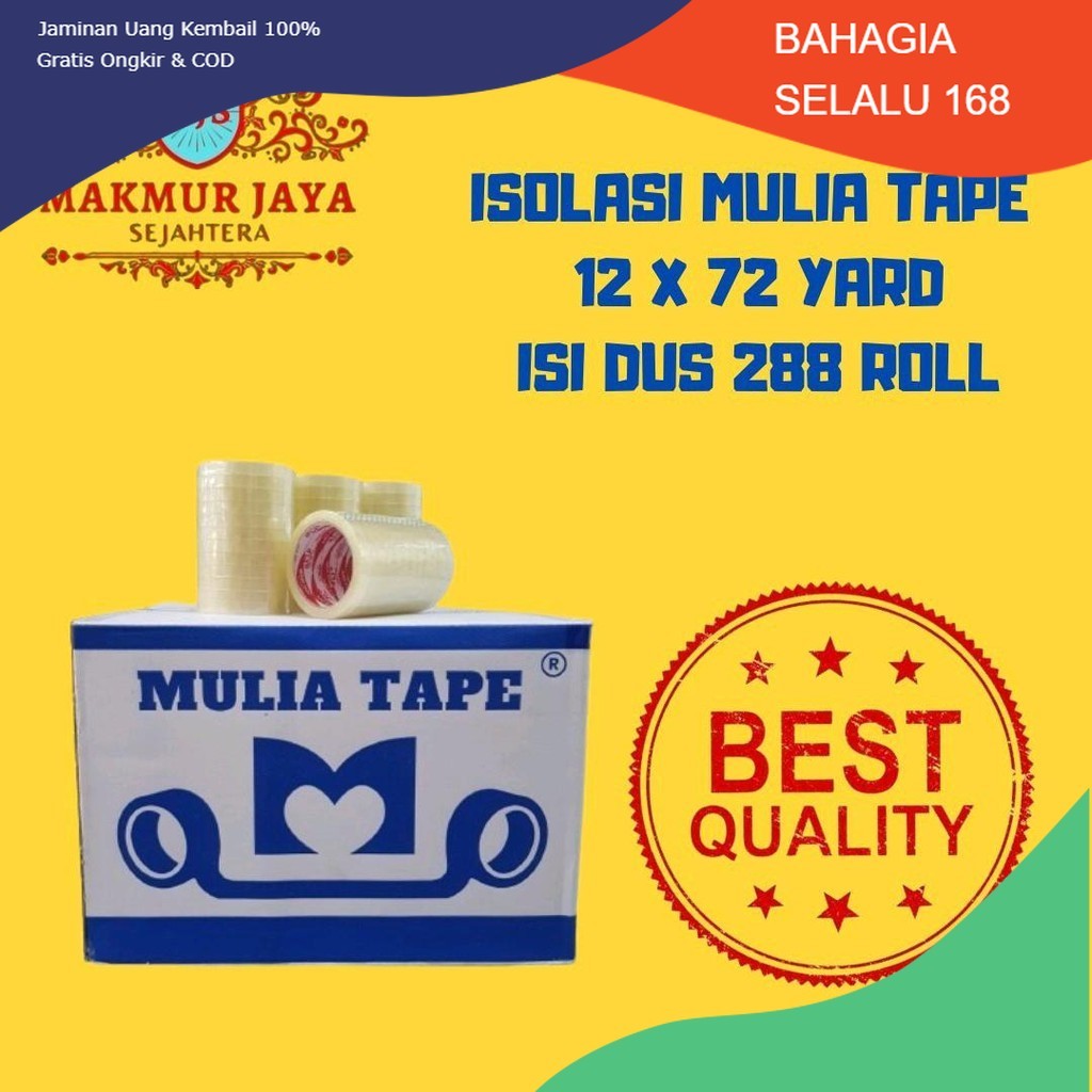 

Isolasi Mulia Tape 12 x 72 Yard (isi 288 Roll) 1 Selop