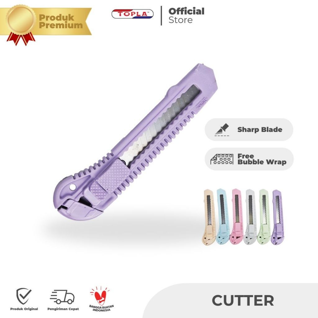 

Cutter renceng pisau cuter Topla CUT509 warna pastel