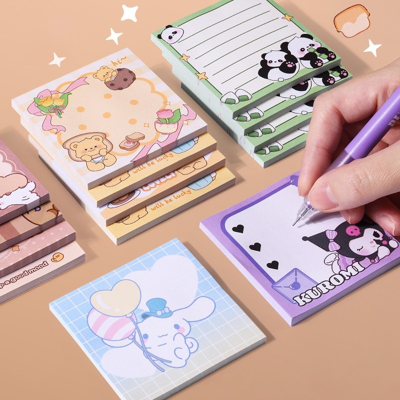 

24pcs/lot Sanrio Kuromi Cinnamoroll Capybara Memo Pad Creative N Times Stationery Label Notepad Bookmark Post School Supplies