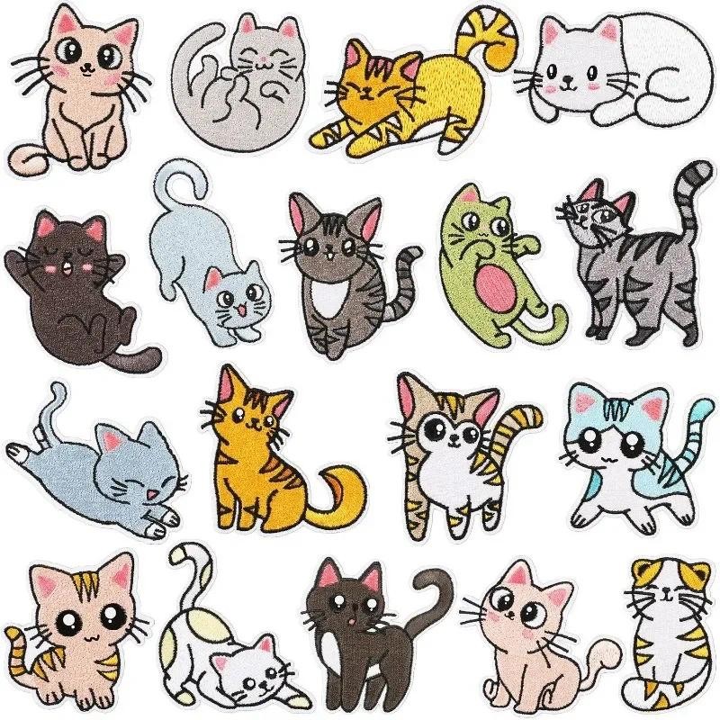 

2023 New Cartoon Kitten Embroidery Cloth Sticker Children's Clothing Pudding Sticker Cat Computer Embroidery Sticker Ironing