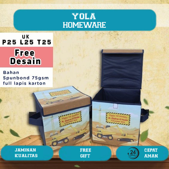 Souvenir Ulang Tahun Toys Box / Storage Kotak mainan Anak Custom Tutup Perekat