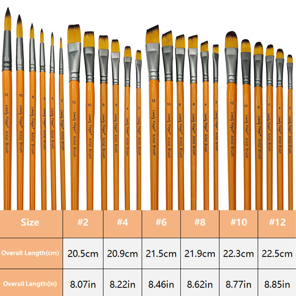 

24pcs Premium Paint Brush Set, Artist Series, Nylon Bristles with Round, Filbert, Flat and Angle Paint Brush for Painting