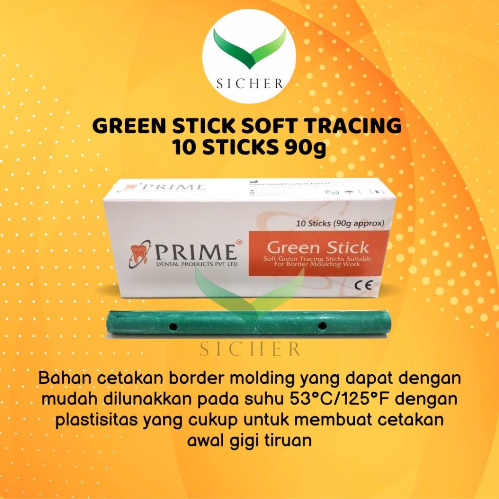Dental Green Stick/Bahan Cetakan Gigi Tiruan (isi 10 sticks) - Prime