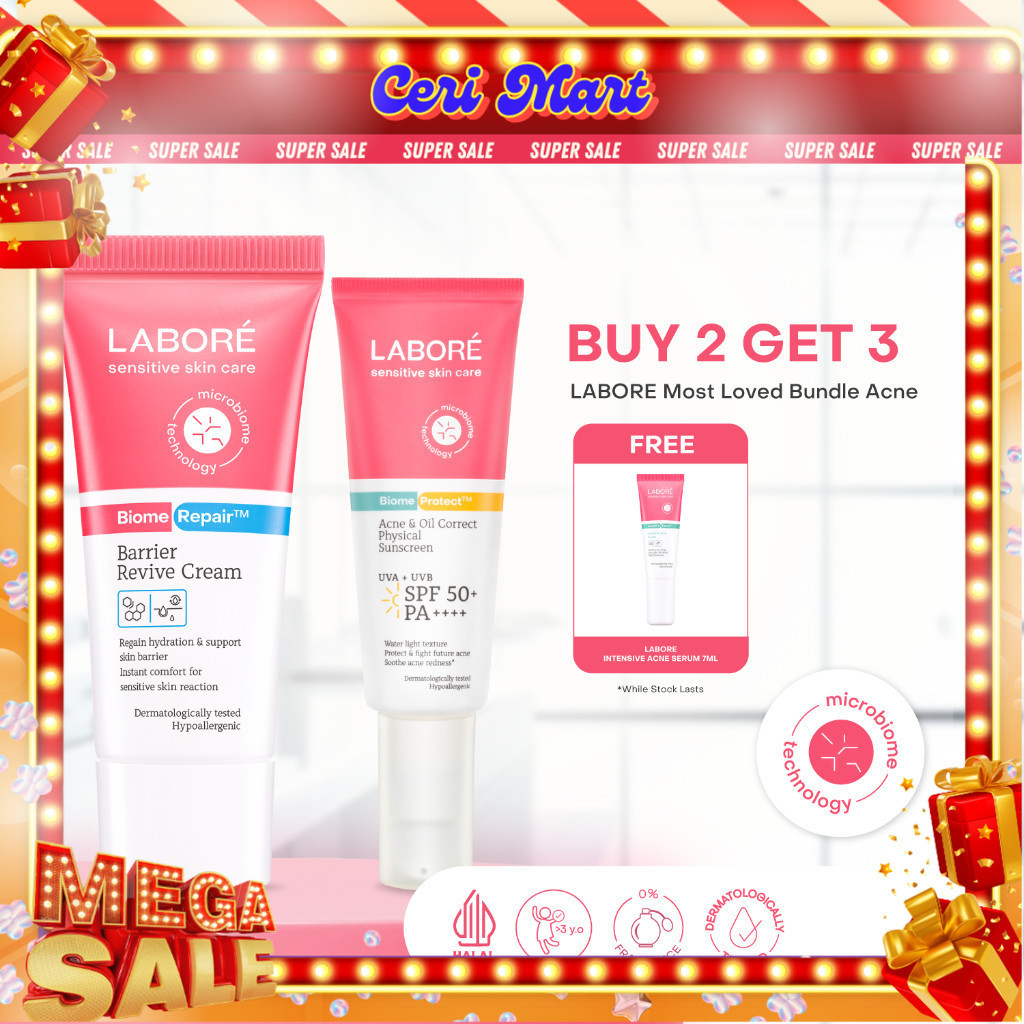 [Best Bundling] LABORE Loved Acne Edition-Moisturizer Pelembab Wajah&Sunscreen perlindungan pertama
