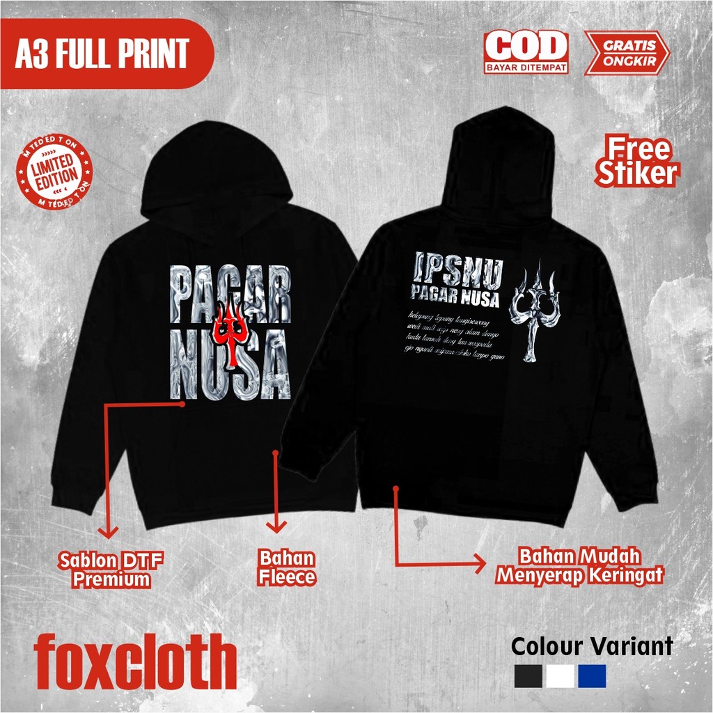 HOODIE PAGAR NUSA IPSNU PAGAR NUSA JAKET PAGAR NUSA TERBARU - JAKET DESAIN TRISULA - JAKET HOODIE PA
