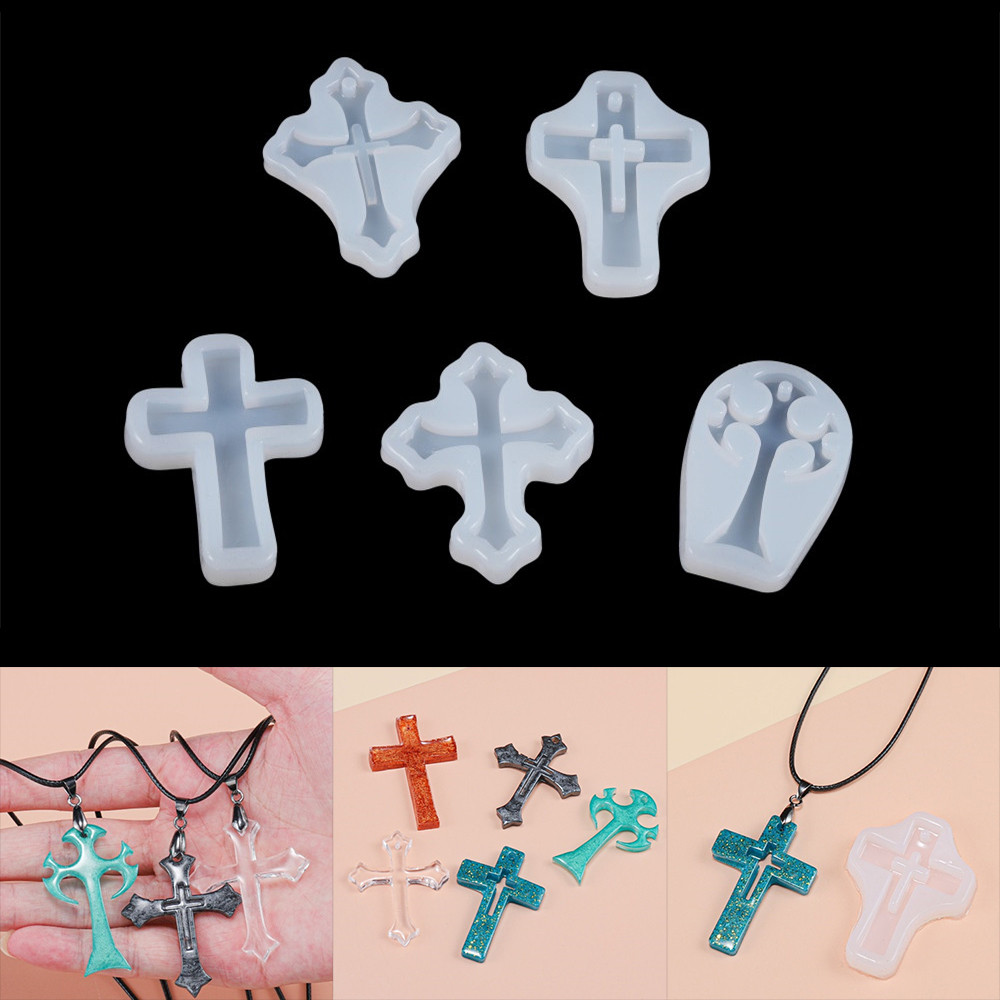 

1/5Pcs Cross Silicone Resin Mold Necklace Pendants Casting Mould for DIY Epoxy Resin Crafts Jewelry Making Accessories Tools
