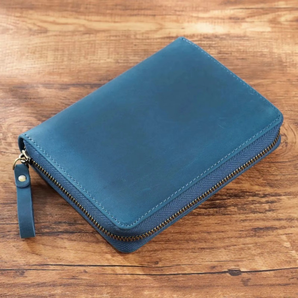 

Leather A6 Notebook Cover Soft Creative 5-Slot Pen Bag Multifunctional Multipurpose Zipper Wrap for Hobonichi/ Stalogy/ Midori