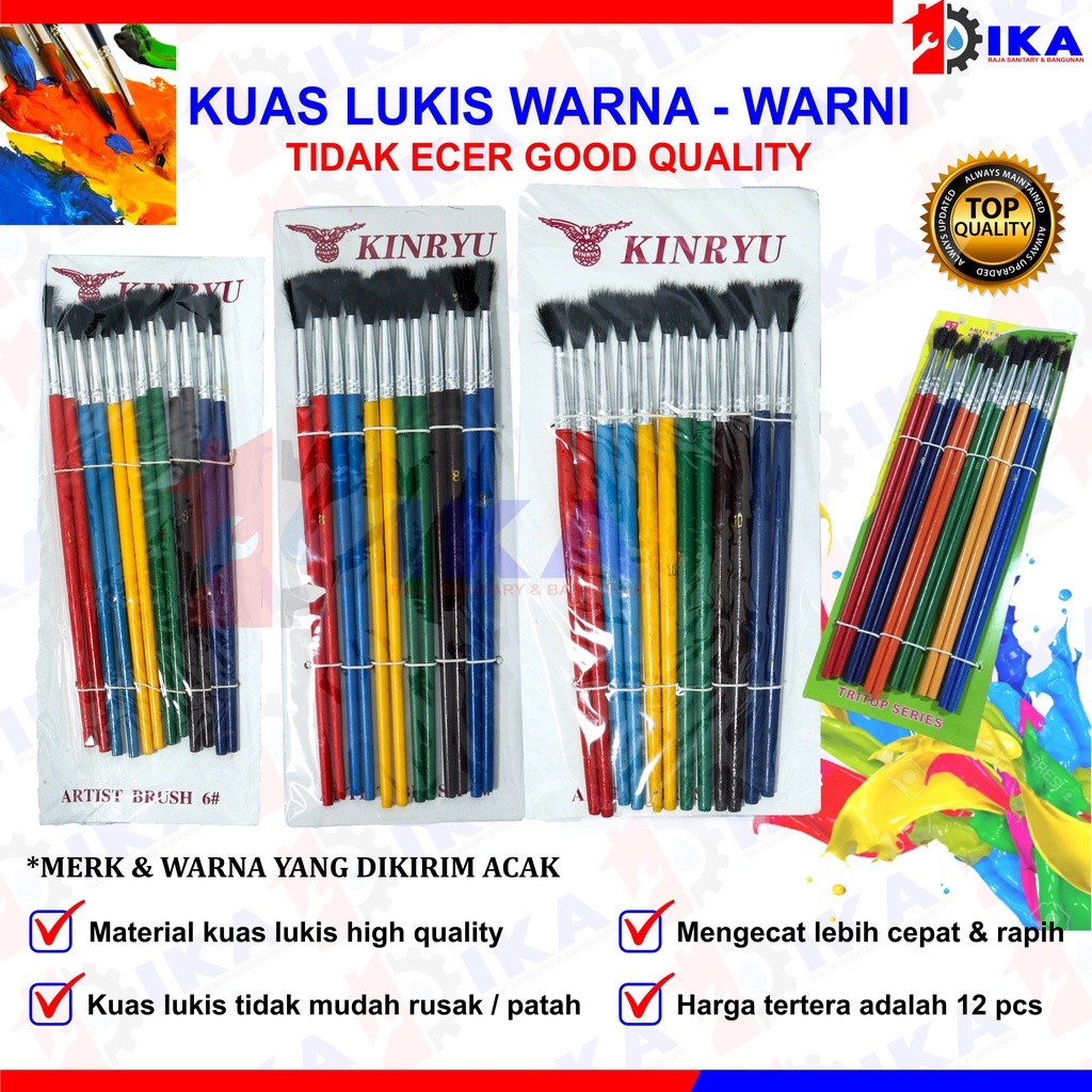 

KUAS LUKIS SET / KUAS LUKIS CAT AIR / PAINT BRUSH WARNA Kuas lukis watercolor - 1 LUSIN