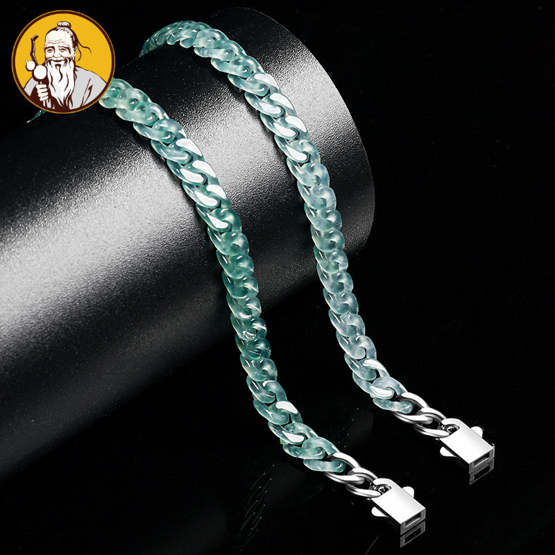 Dengan Sertifikat：Natural A jadeite, gelang Kuba air biru es.