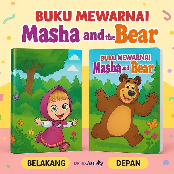 

DpinxAaTivityBuku Gambar Mewarnai [ MASHA AND THE BEAR ] Anak Karakter Lucu – Edukasi & Hiburan Kreatif | Buku Aktivitas Belajar Menggambar untuk PAUD TK SD - A4