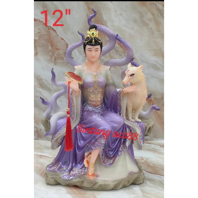 patung siluman rubah 9 ekor kitsune padat 12inch