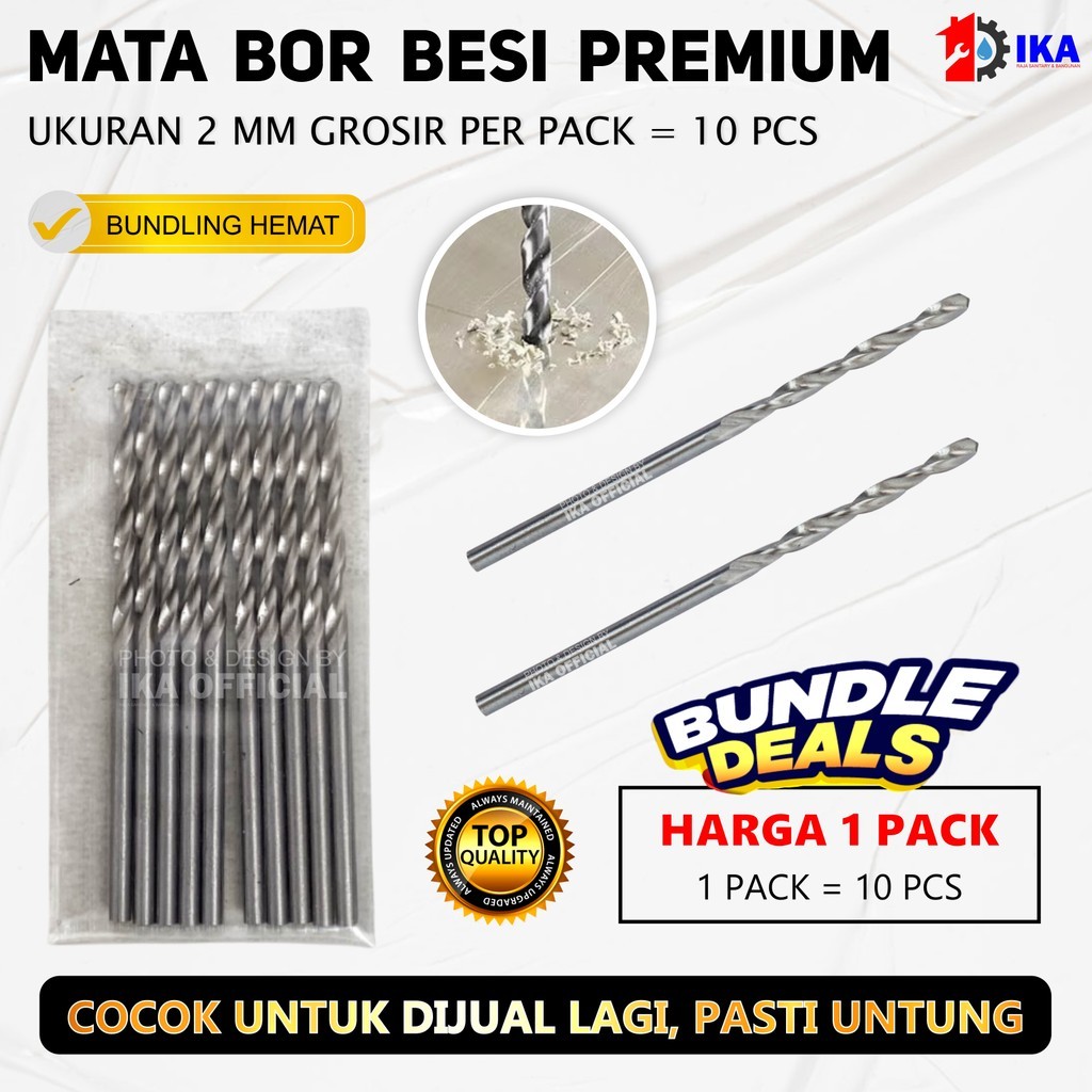 1 BOX Mata Bor Besi 2 MM - 10 PCS / Mata Bor Besi HSS Premium / Mata Bor Beton HARGA ECERAN MURAH / 