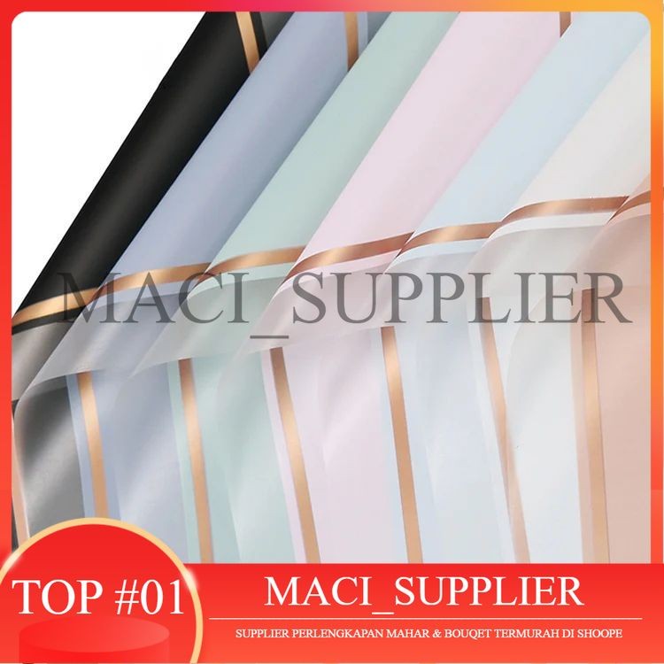 MACISUPPLIER Kertas Buket Frame Transparanst Buket Bunga Wrapping Paper List Gold Frame Flower Cello