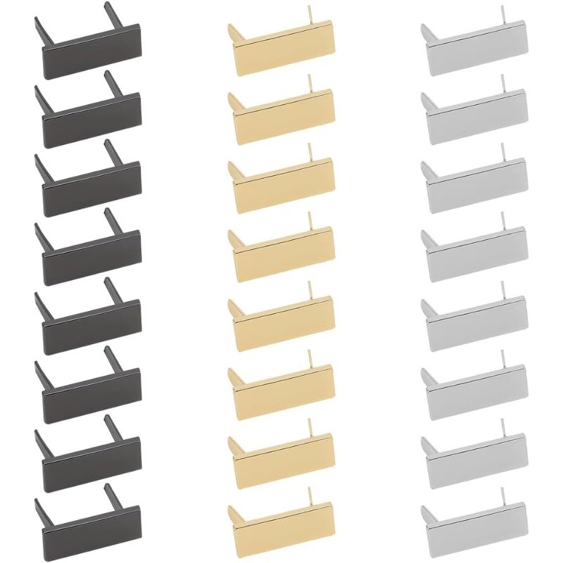 

24pcs Metal Blank Stamping Tags 3 Colors Rectangle Blank Name Labels Handmade Logo Labels with Shim for DIY Purse Handbag