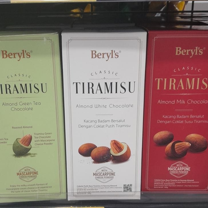 

Beryls Classic Tiramisu Coklat Import 200gr Varian Almond Greentea / Almond Milk Chocolate / Almond White Chocolate
