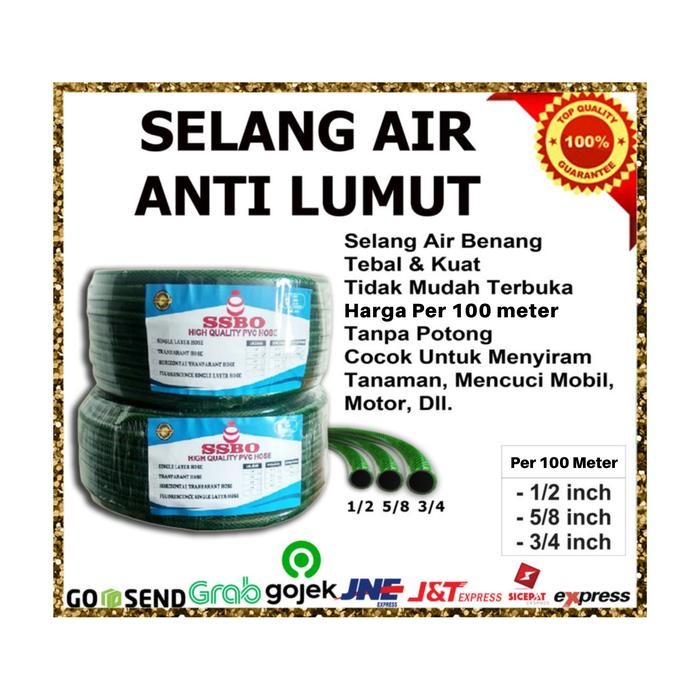 Hot Produk SELANG AIR 1/2 - 5/8 - 3/4 - 1 BENANG SELANG HIJAU ANTI LUMUT PER 100M - 1/2 inch  Terbai