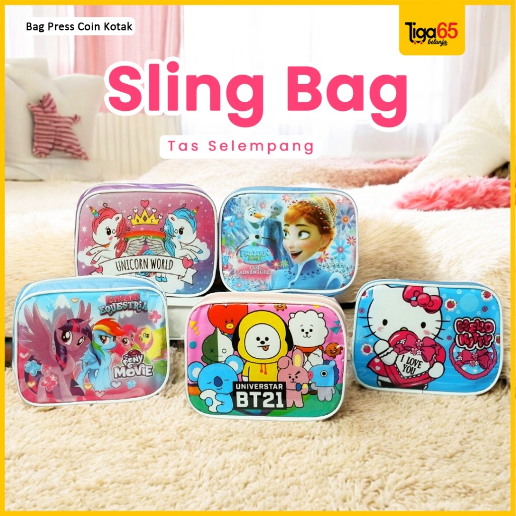 Tas Selempang Anak Sling Bag Anak Tas Selempang Karakter Anak Perempuan Bag Press Coin Segi